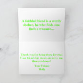 友情は保護の木の挨拶状のようです カード (内部)