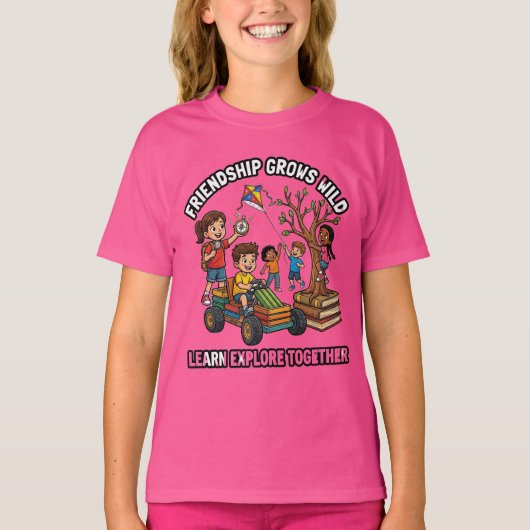 友情は大自然の中で育まれる 学びと冒険を共に グラフ Tシャツ (正面)
