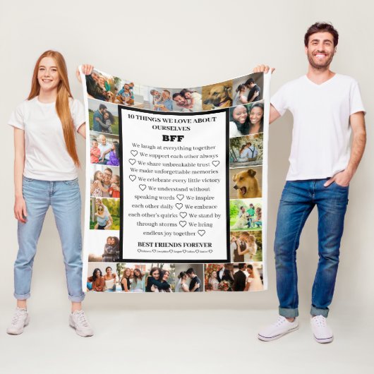 友情への感謝 | BFF 22フォトコラージュ フリースブランケット (インサイチュ)