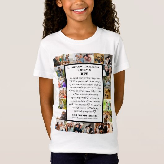 友情への感謝 | BFF 22フォトコラージュ Tシャツ (正面)