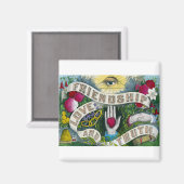 友情または見渡す限りの目 – ヴィンテージ マグネット (正面/裏面)