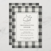 友情を与えるディナーブラックバッファロープレイド 招待状 (正面/裏面)
