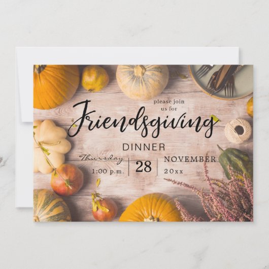 友情を与える感謝祭の夕食パンプキン 招待状 (正面)