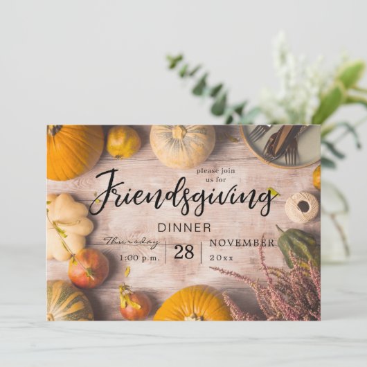 友情を与える感謝祭の夕食パンプキン 招待状 (スタンド正面)