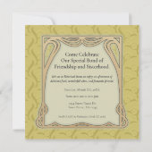 友情を意味するピンクのユリ花ヴィンテージスタイル 招待状 (裏面)