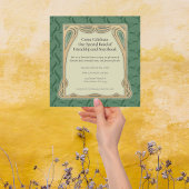 友情を意味するピンクのユリ花ヴィンテージスタイル 招待状