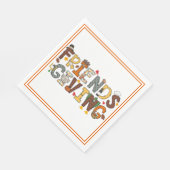 友情を持つThangsgivingテーマのオレンジ縁ど色 スタンダードランチョンナプキン (角)