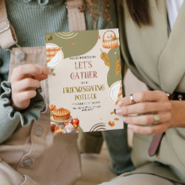 友情を育むポトラック感謝祭 招待状