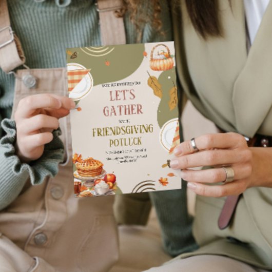 友情を育むポトラック感謝祭 招待状