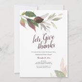 友情を育む感謝祭の水彩紅葉 招待状 (正面)