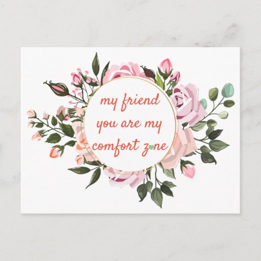 友情エレガントタイポグラフィ飾フローラ ポストカード (正面)