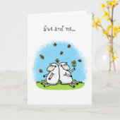 友情カードかわいい羊の漫画を奨励する。 カード (黄色い花)