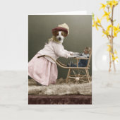 友情カード – おもしろい小さな犬! カード (黄色い花)