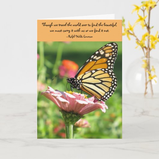 友情カード--エマーソンの引用文 カード (黄色い花)