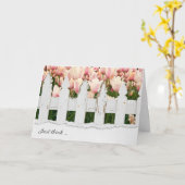 友情チューリップと古いフェンス カード (黄色い花)