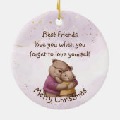 友情テディベア愛感動的する セラミックオーナメント (裏面)