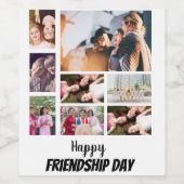 友情パーソナライズされたの日8写真コラージュ ワインラベル (シングルラベル)