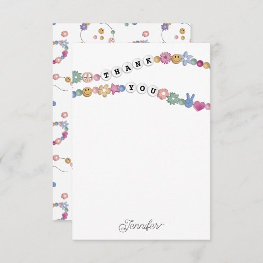 友情ブレスレット ガールアクセサリー 子供用 個別対応 サンキューカード (正面/裏面)