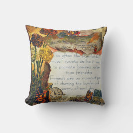 友情ミックスメディア花蝶コラージュ クッション