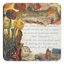 友情ミックスメディア花蝶コラージュ