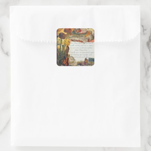 友情ミックスメディア花蝶コラージュ スクエアシール (バッグ)