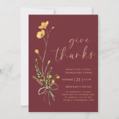 友情モダンエレガント深い感謝祭ディナー 招待状 (正面)