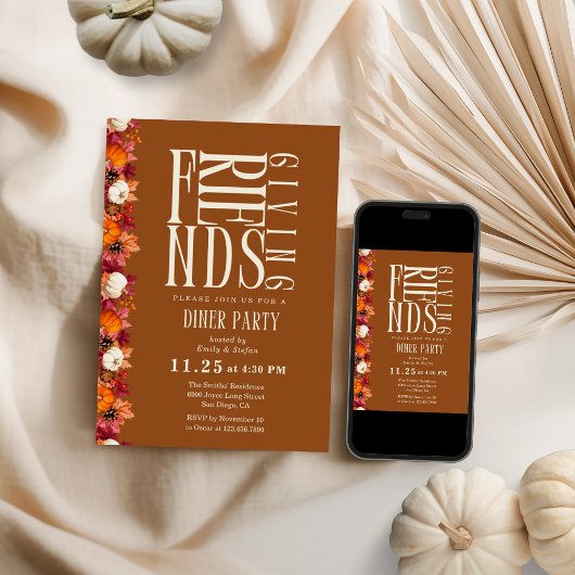 友情モダン深いディナーフローラ招待状 招待状