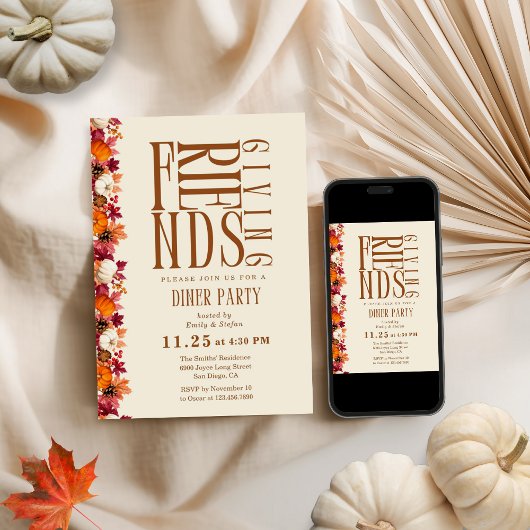 友情モダン深いディナーフローラ招待状 招待状