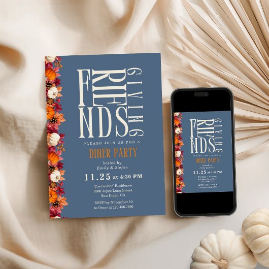 友情モダン深いディナーフローラ招待状 招待状