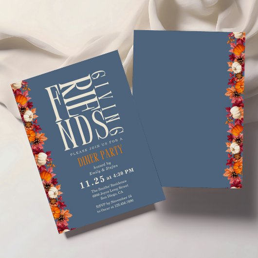 友情モダン深いディナーフローラ招待状 招待状