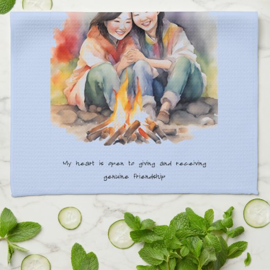 友情前向き肯定 キッチンタオル (折り畳み)