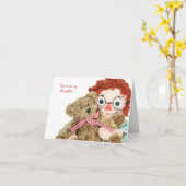 友情古い縫いぐるみ人形およびテディー・ベア カード (黄色い花)