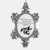 友情引用文の歌を私のハートの鳥 スノーフレークピューターオーナメント (左)