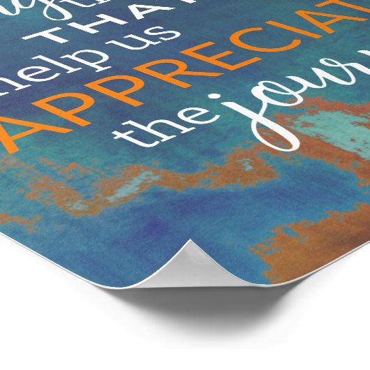 友情引用文の青とティール（緑がかった色） 動揺して ポスター (角)