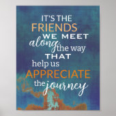 友情引用文の青とティール（緑がかった色） 動揺して ポスター (正面)