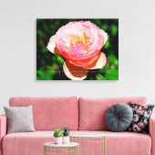 友情引用文ピンクイングリッシュバラ キャンバスプリント (インサイチュ (リビング))