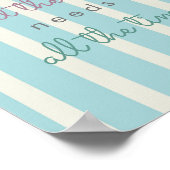 友情引用文ブルーベージュストライプ感動的ズ ポスター (角)