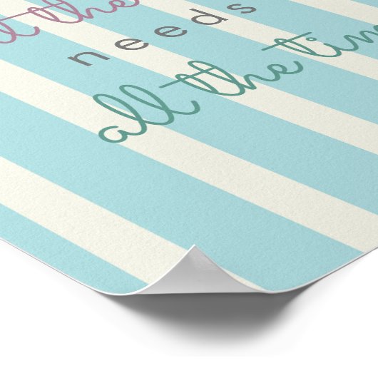 友情引用文ブルーベージュストライプ感動的ズ ポスター (角)