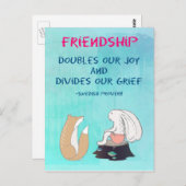 友情感動的の引用かわいい動物のスケッチ ポストカード (正面/裏面)