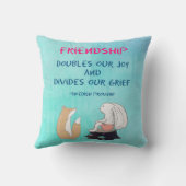 友情感動的引用文かわいい動物のスケッチ クッション (裏面)