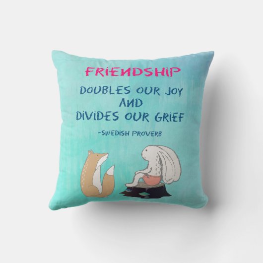 友情感動的引用文かわいい動物のスケッチ クッション (裏面)