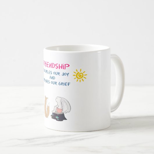 友情感動的引用文かわいい動物のスケッチ コーヒーマグカップ (正面右)