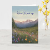 友情感謝していで私を山まで引き上げる カード (黄色い花)