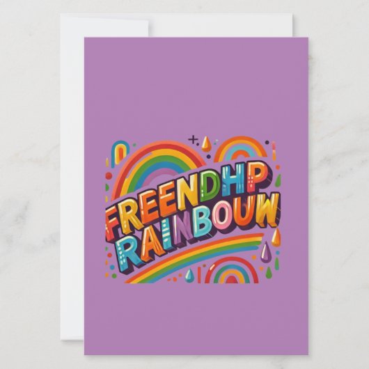 友情数々の虹色グリーティングカードDe 招待状 (正面)