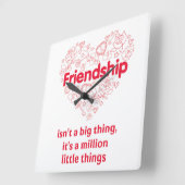 "友情百万の事"のかわいい引用文の時計です スクエア壁時計 (傾斜)