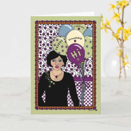 友情祝_A_あいさつ カード (黄色い花)