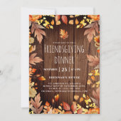 友情素朴深いディナー感謝祭パーティー 招待状 (正面)