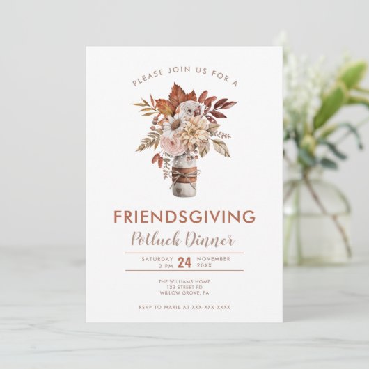 友情素朴深い感謝祭の持ち物 招待状 (スタンド正面)