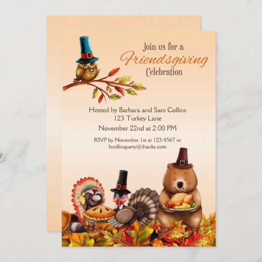 友情集まり招待状 招待状 (正面/裏面)