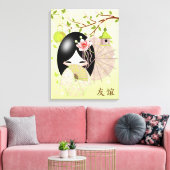 友情 – 友情、こけしの人形春 キャンバスプリント (インサイチュ (リビング))